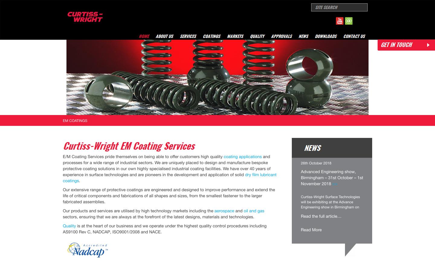 Curtiss-wright E M Coating Services Website