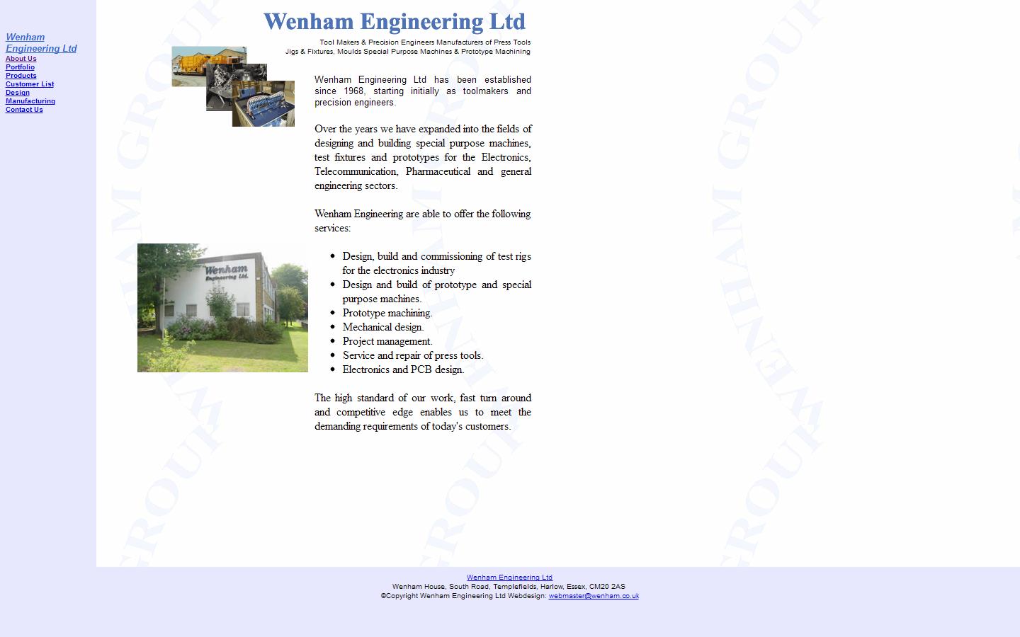Wenham Profiles Ltd Website