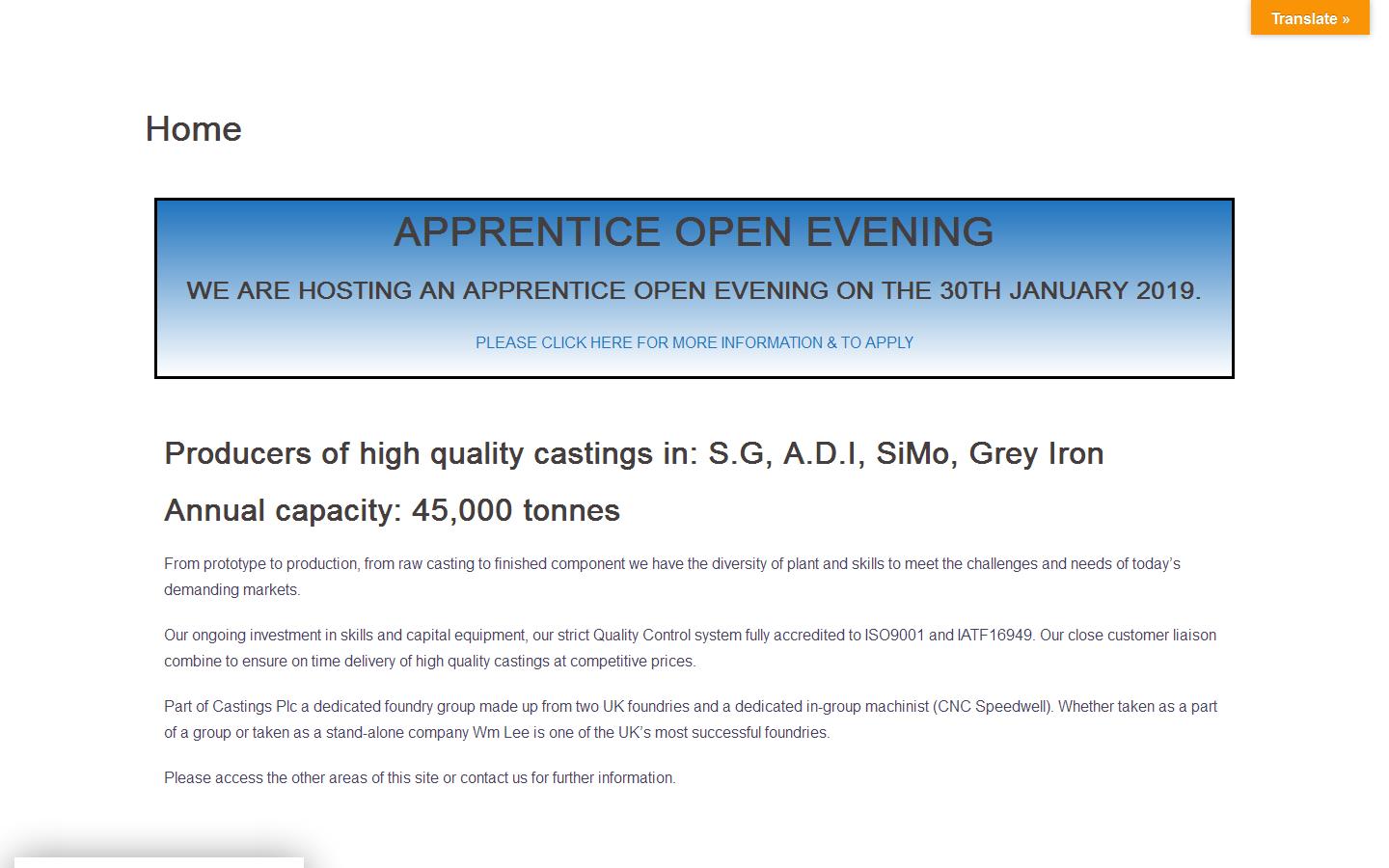William Lee Ltd (a subsidiary of Castings P.L.C.) Website