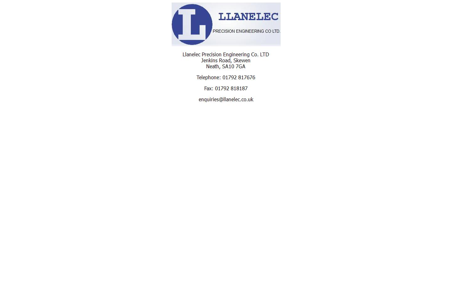 Llanelec Precision Engineering Co. Ltd Website