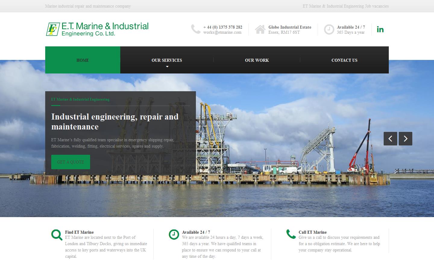 E T Marine & Industrial Engineering Co. Ltd Website