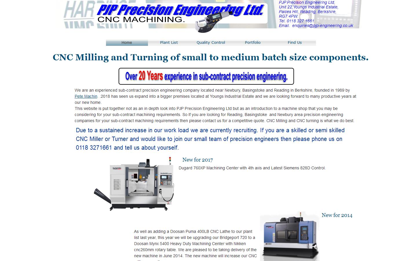 P J P Precision Engineering Ltd Website