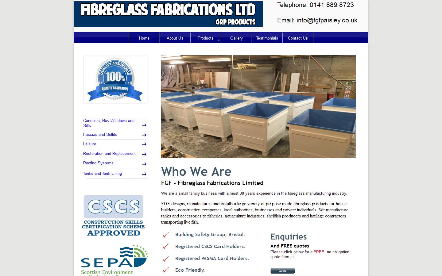 Fibre Glass Fabrications Ltd Website