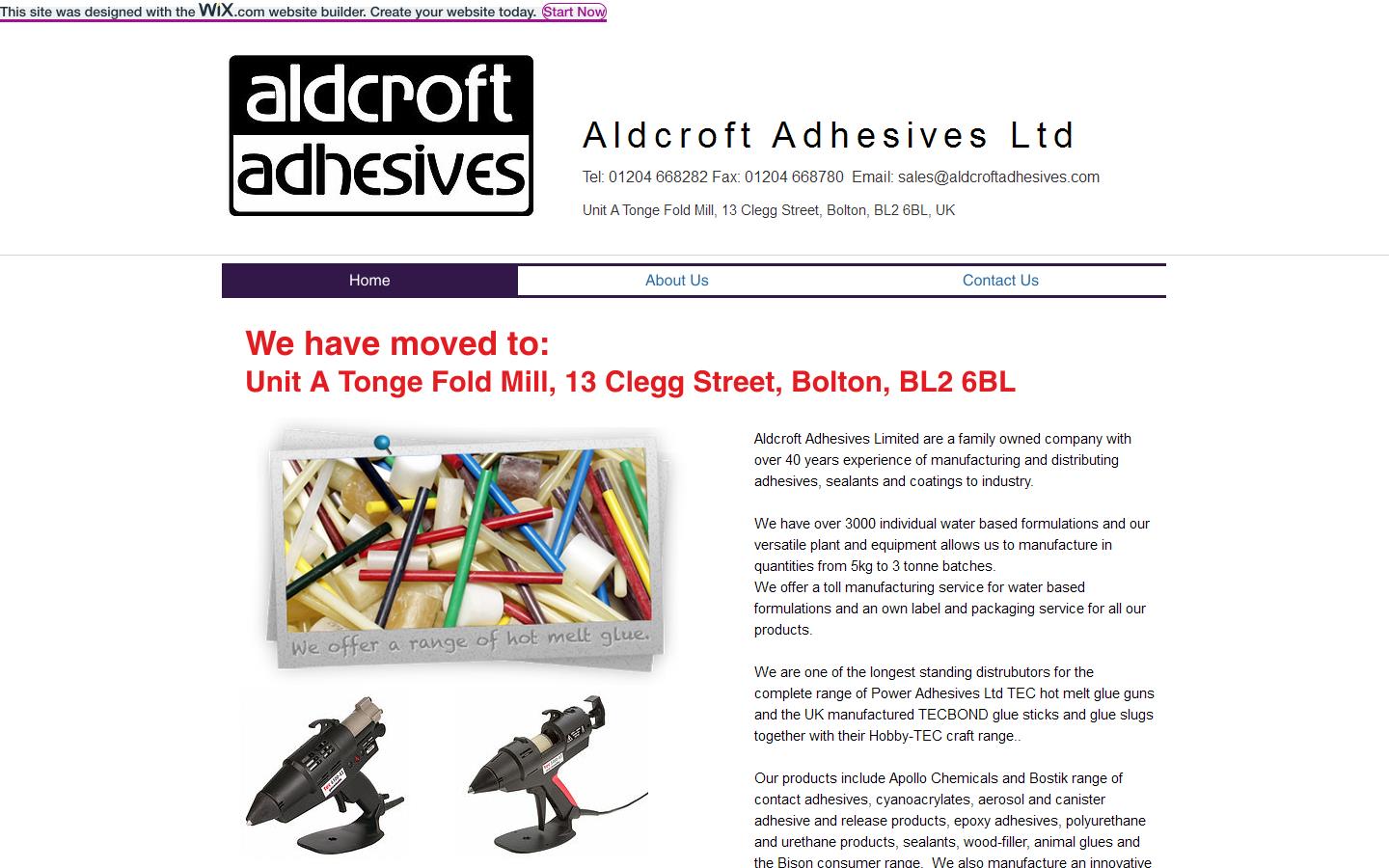 Aldcroft Adhesives Ltd Website