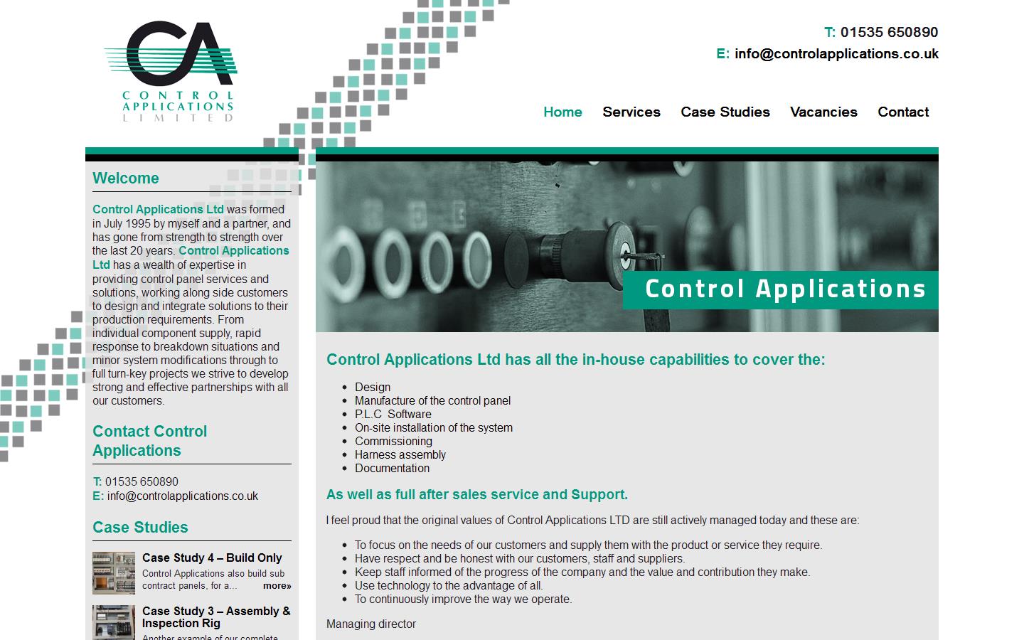 Control Applications Ltd Website