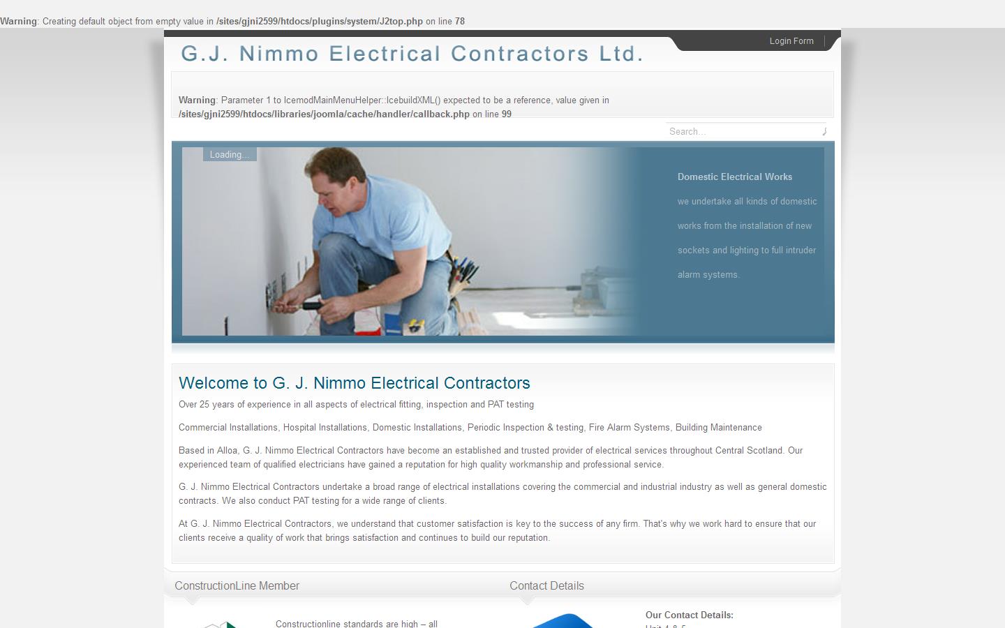 G J Nimmo Electrical Contractors Website