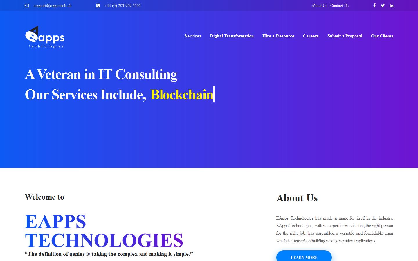 Eapps Technologies IT Consulting Website
