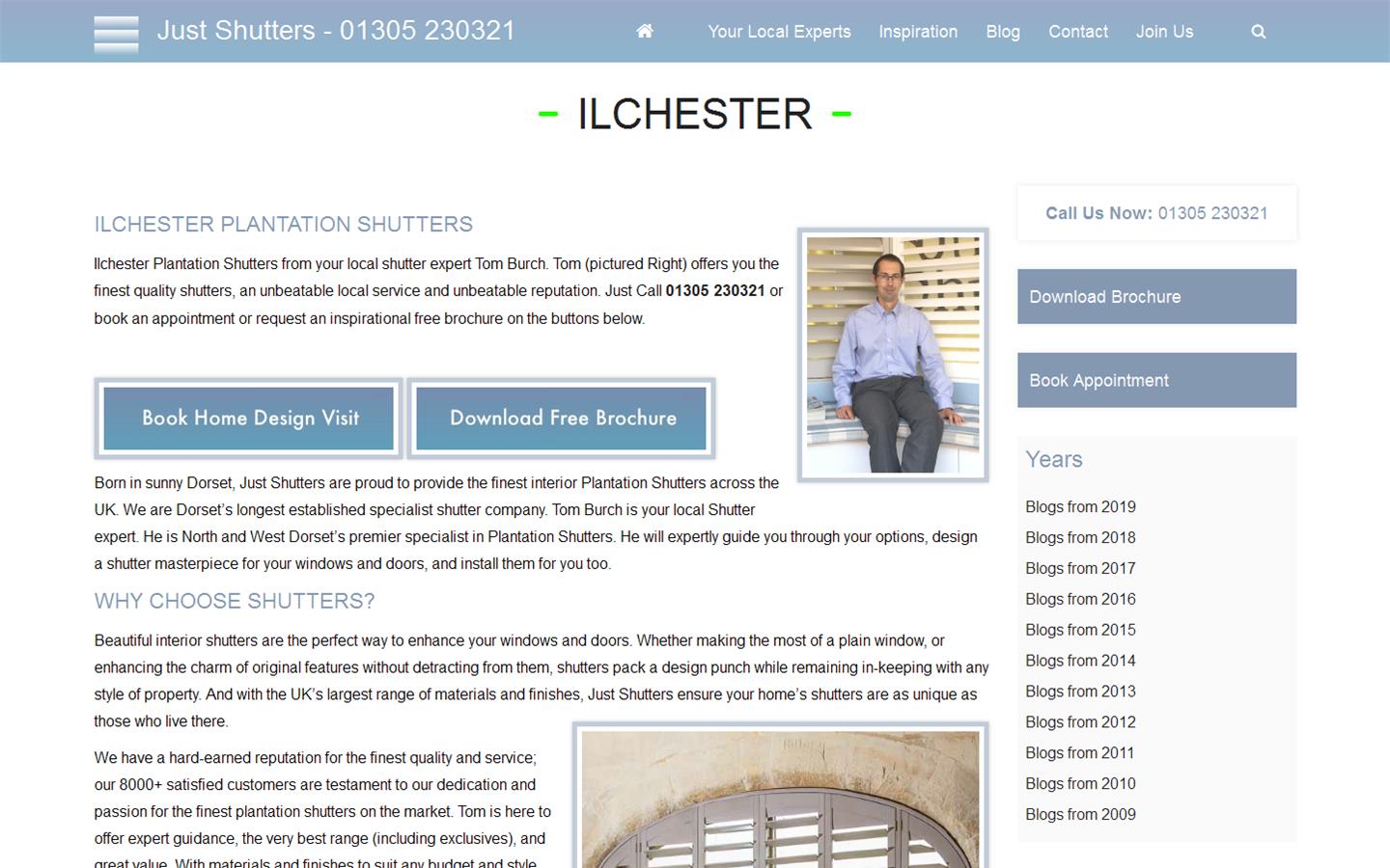 Just Shutters Ilchester Website
