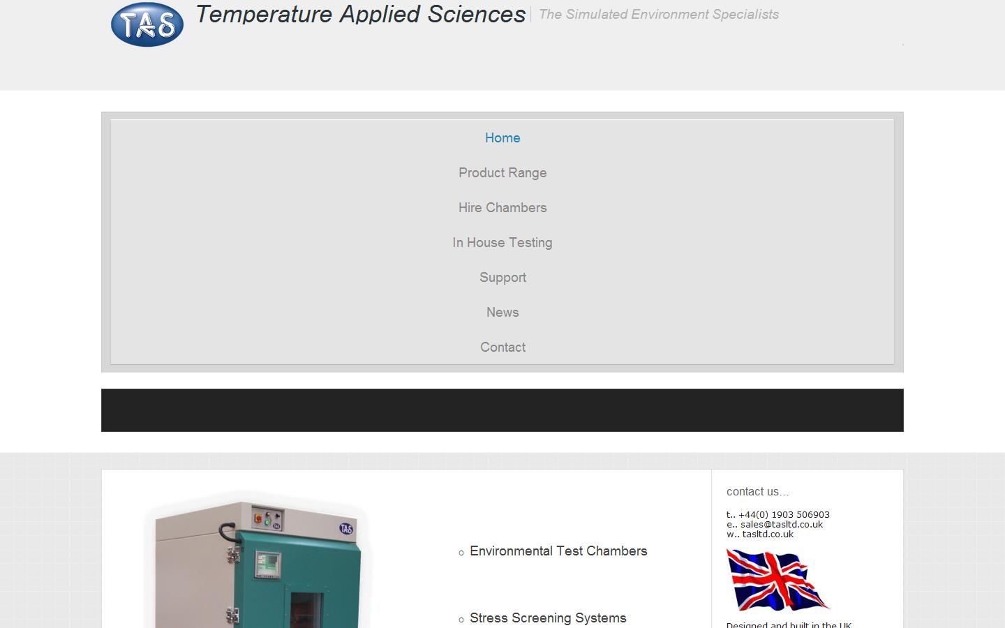Temperature Applied Sciences Ltd (TAS) Website