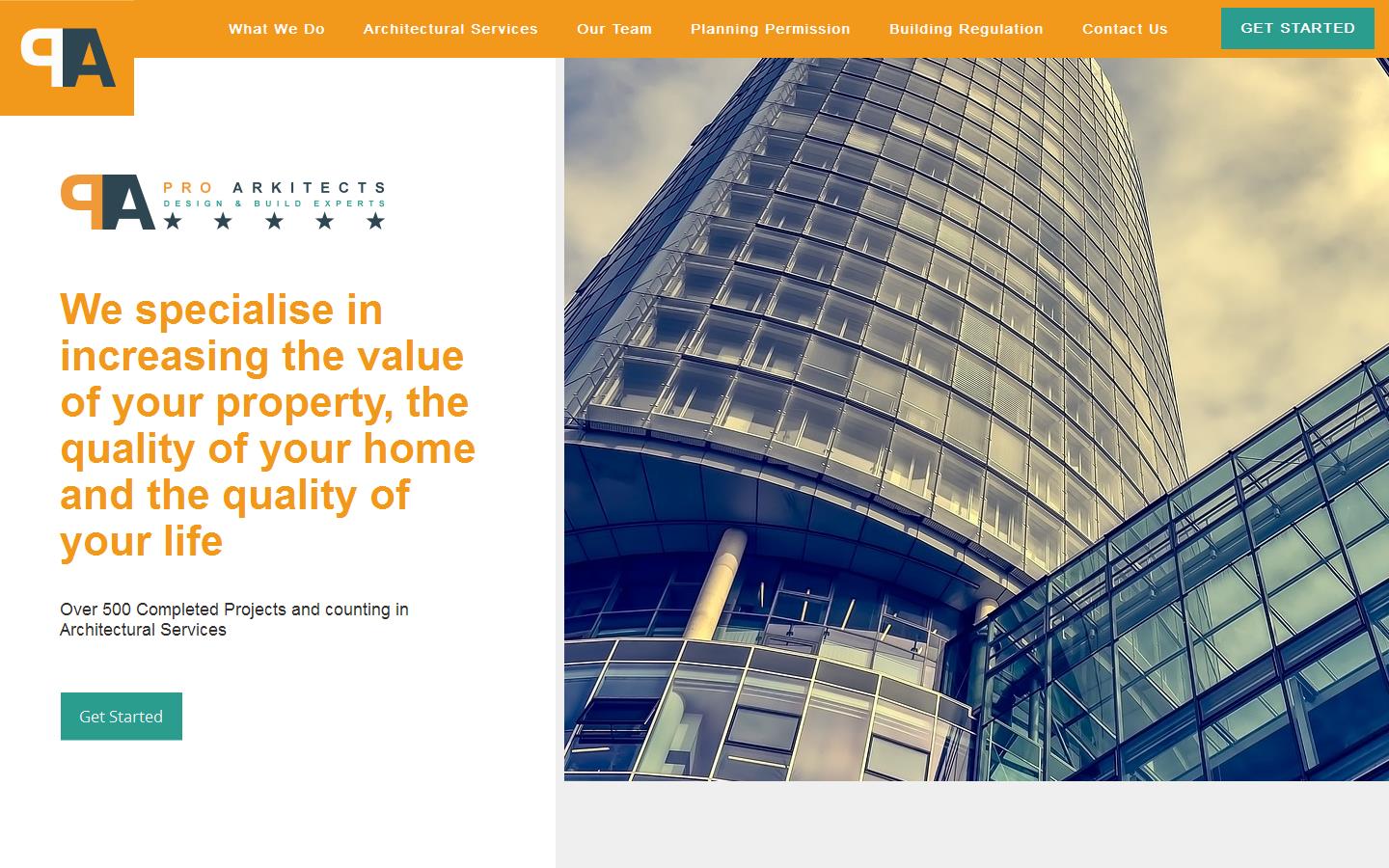 Pro Arkitects - Design & Build Experts Website