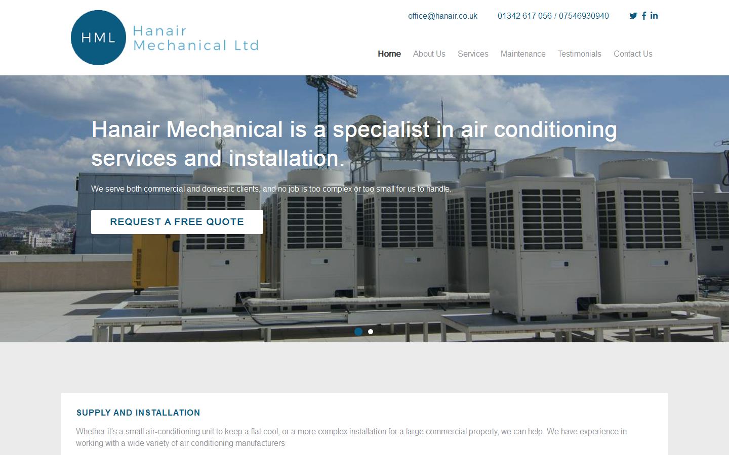 Hanair Mechanical Ltd Website