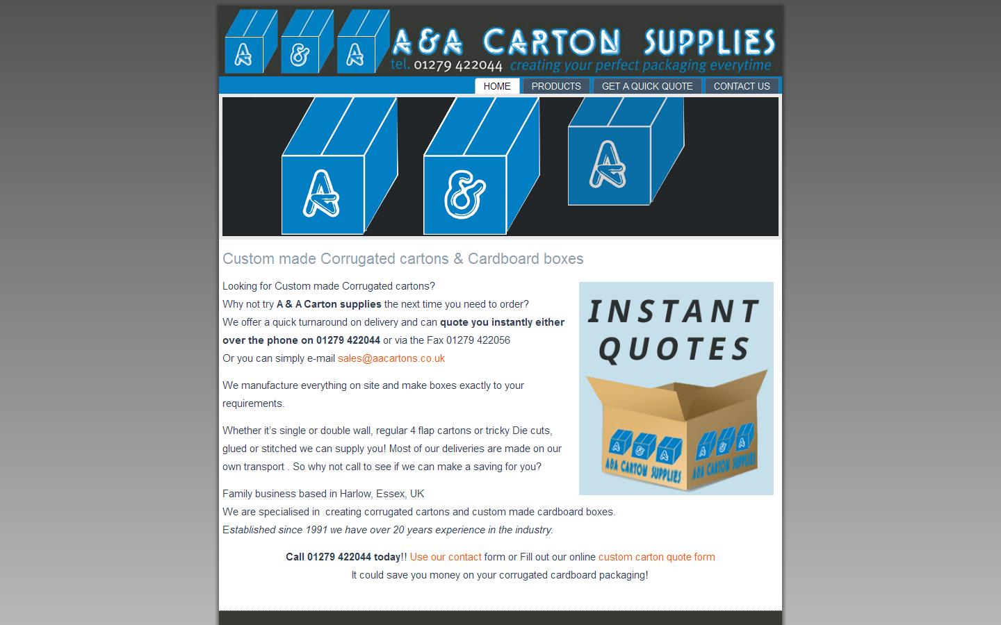 A&A Carton Supplies Website
