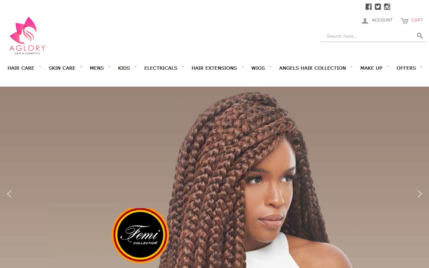 Aglory Hair & Cosmetics Website