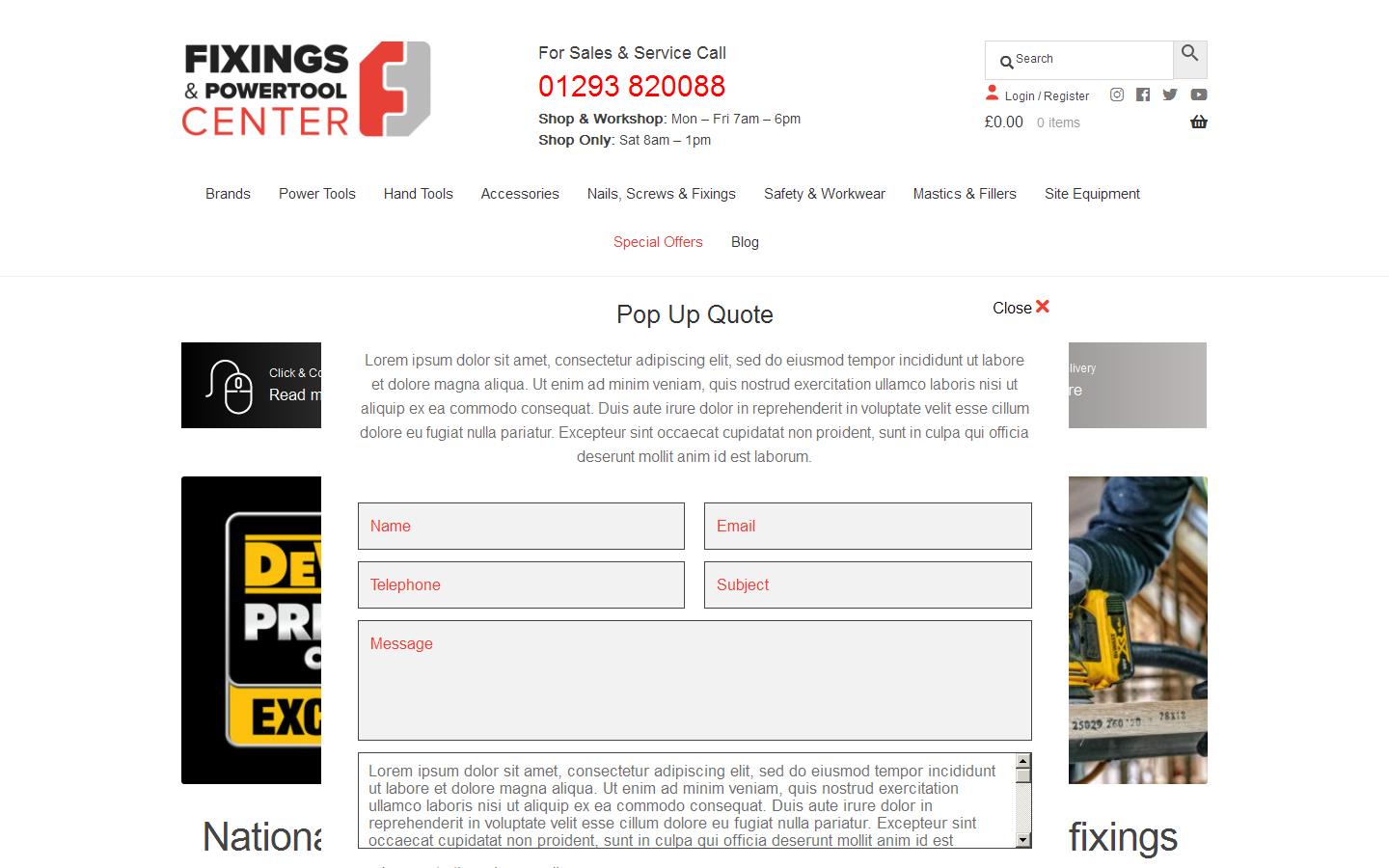 Fixings & Powertool Center Ltd Website