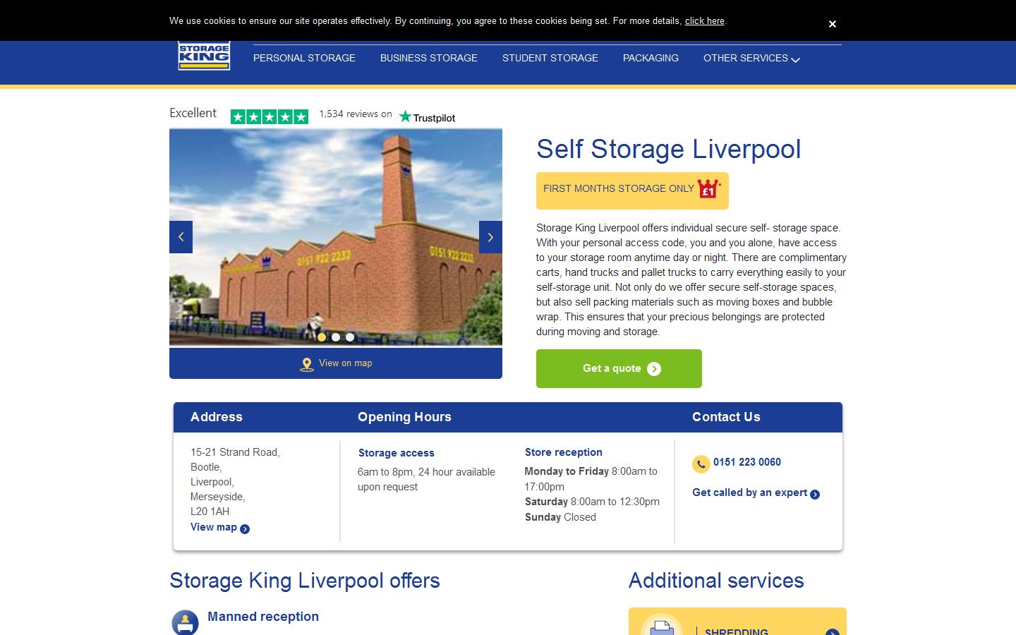 Storage King Liverpool Website