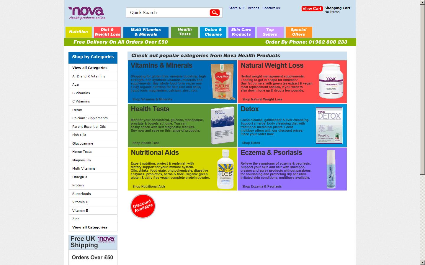 Nova health Products Ltd Website