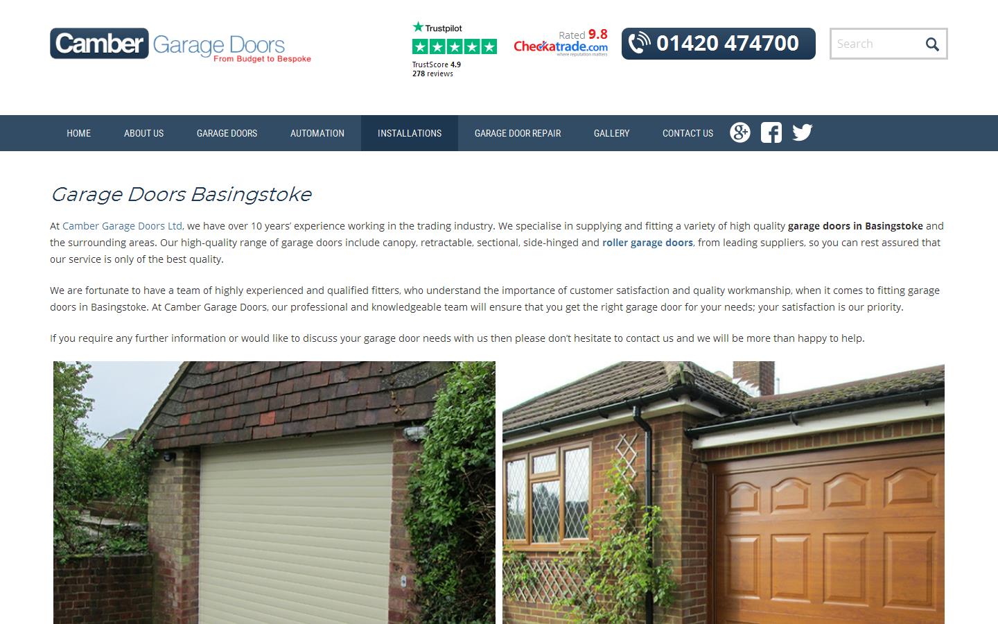 Camber Garage Doors Website