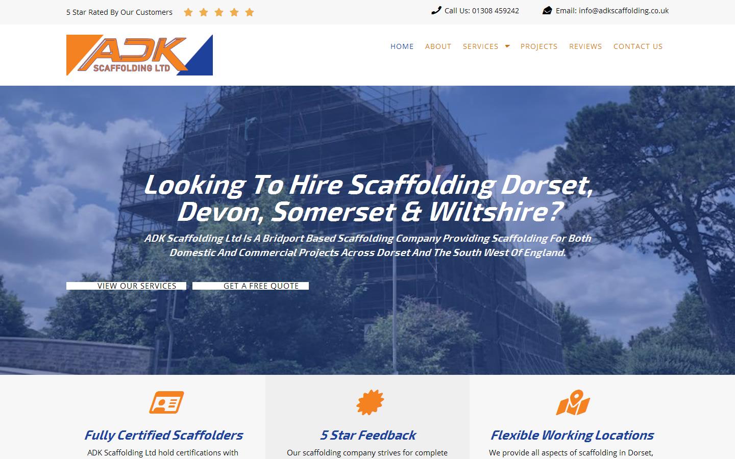 ADK Scaffolding Ltd Website