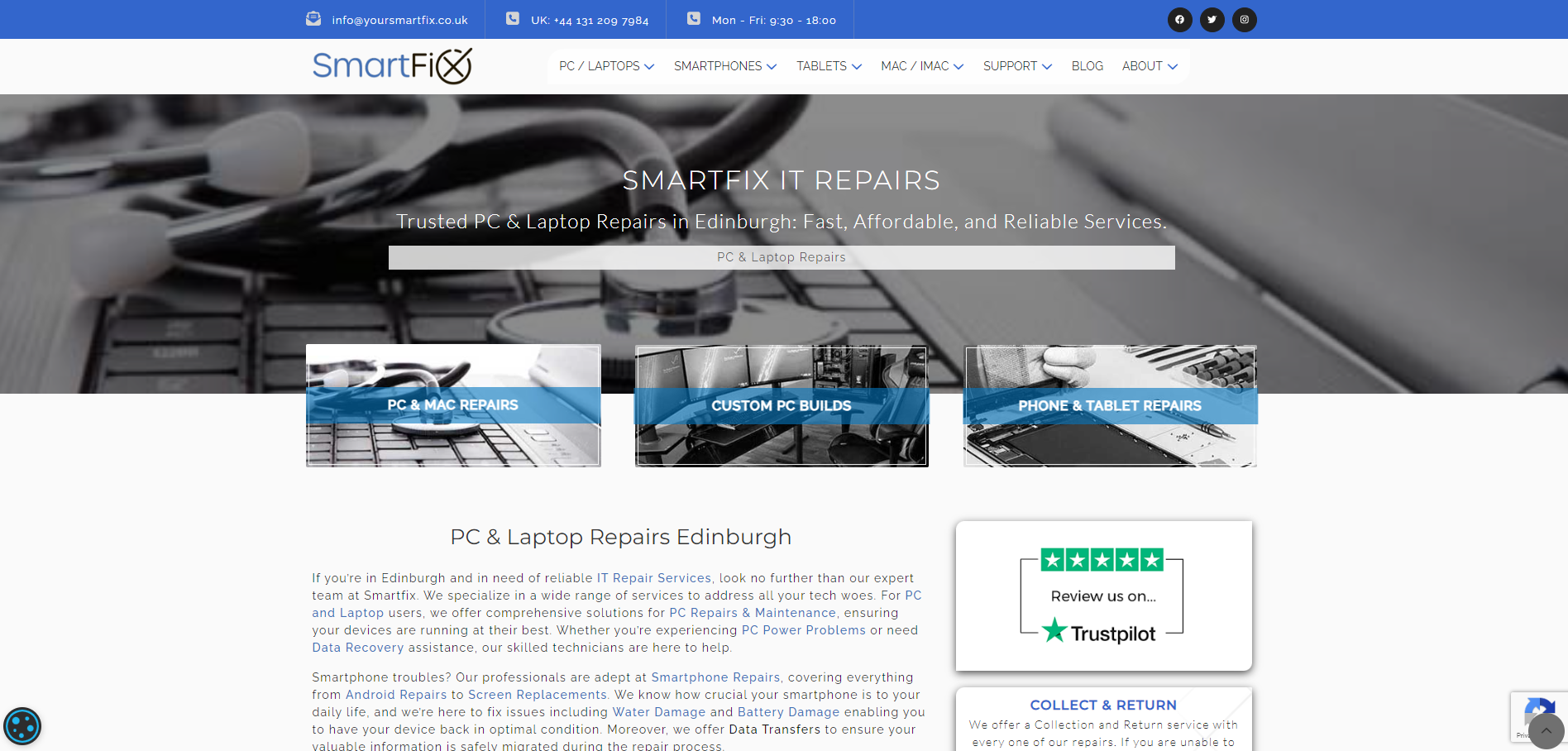 Smart Fix Edinburgh Website