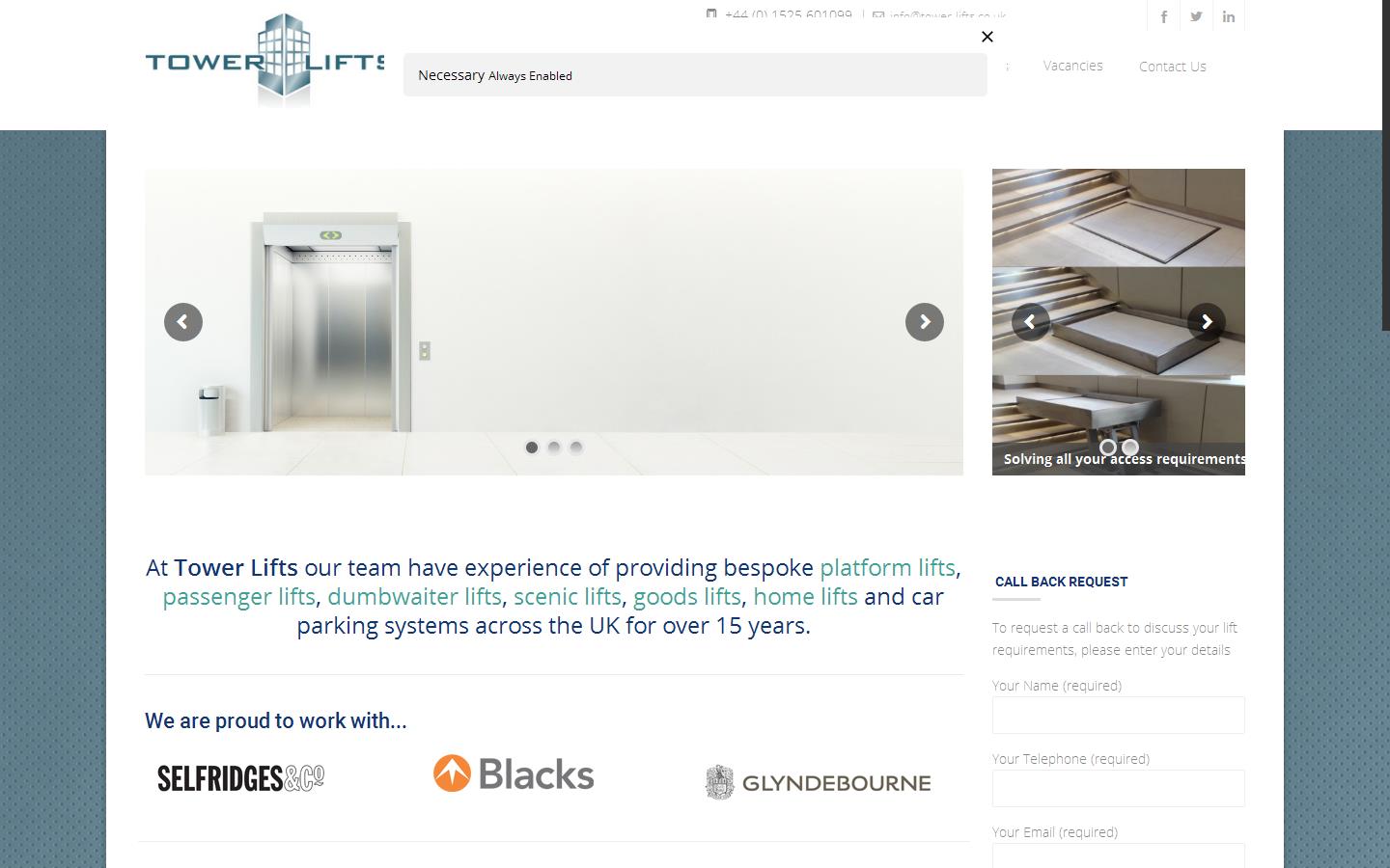 Towerlifts (UK) Ltd Website