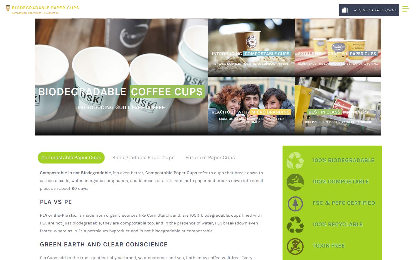 Bio Paper Cups Website