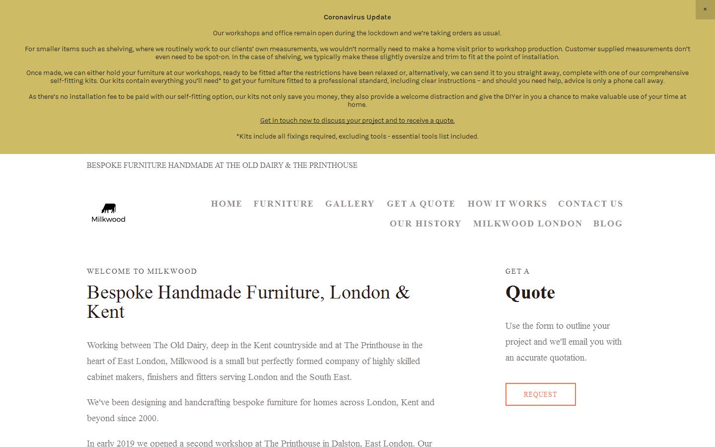 Milkwood Furniture Website