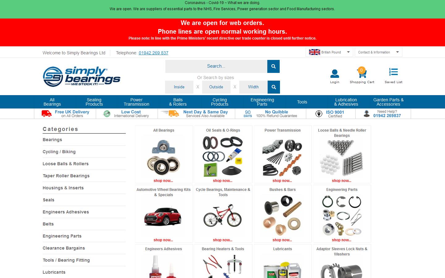 Simply Bearings Ltd Website