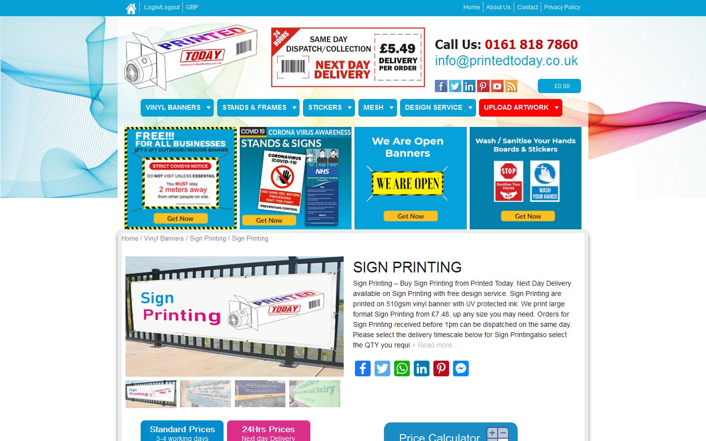 Vinyl Sign Printing-printedtoday.co.uk Website