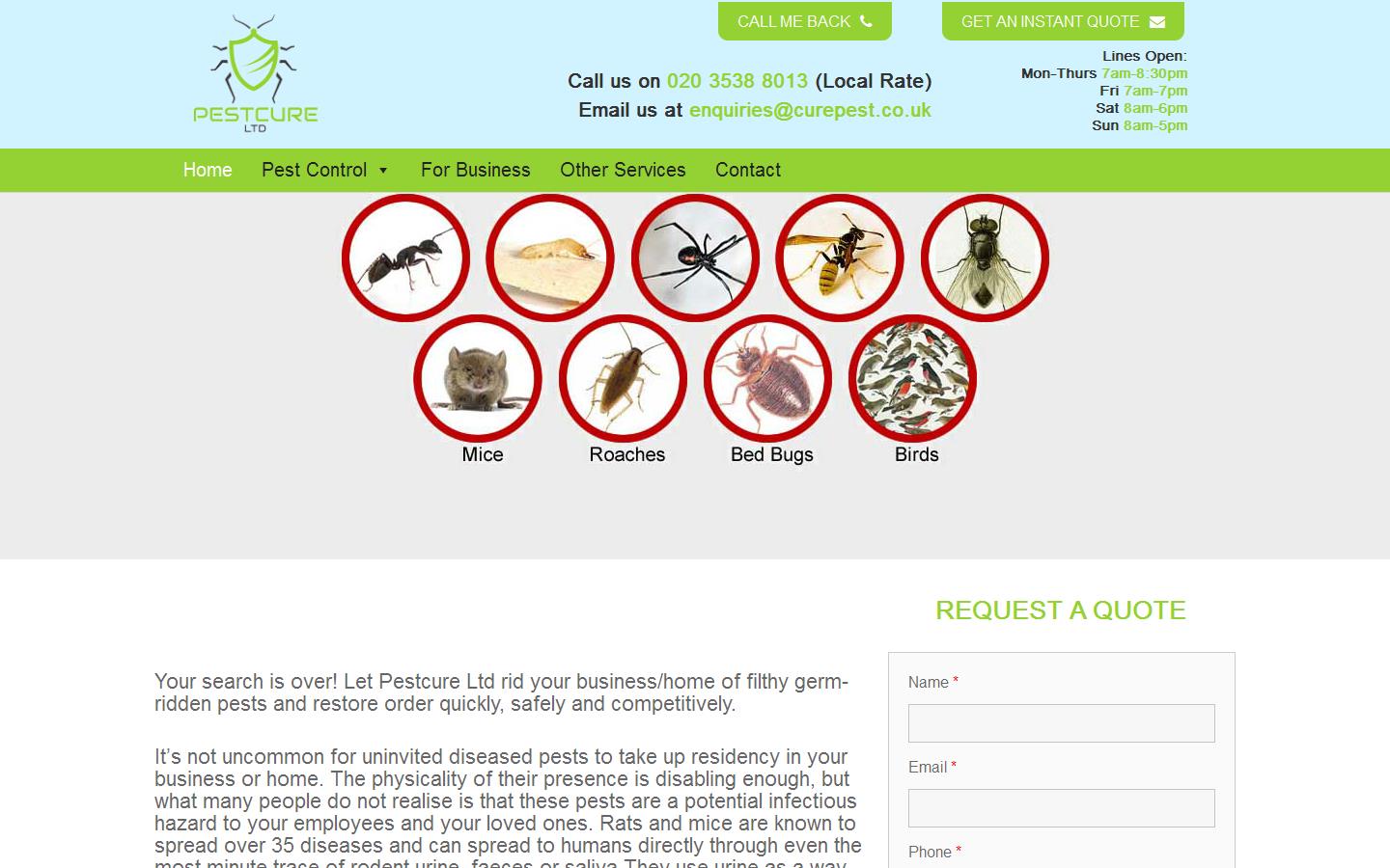 Pestcure ltd Website