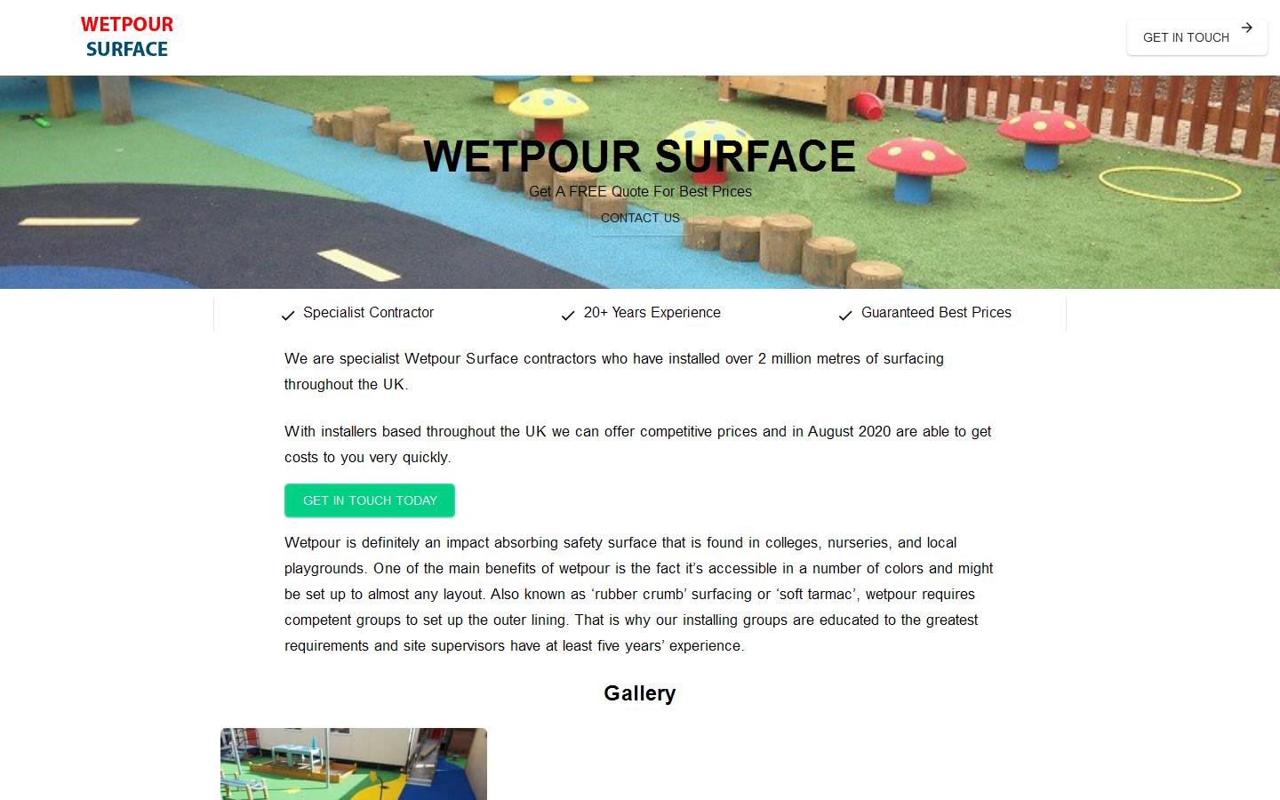 Wetpour Surface Website