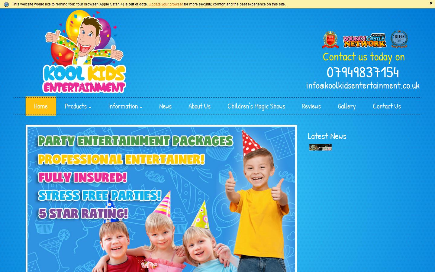 Kool Kids Entertainment Website