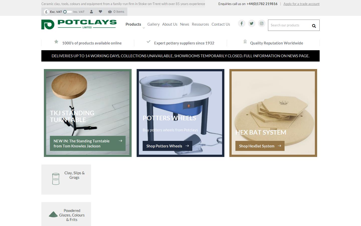 Potclays Ltd Website