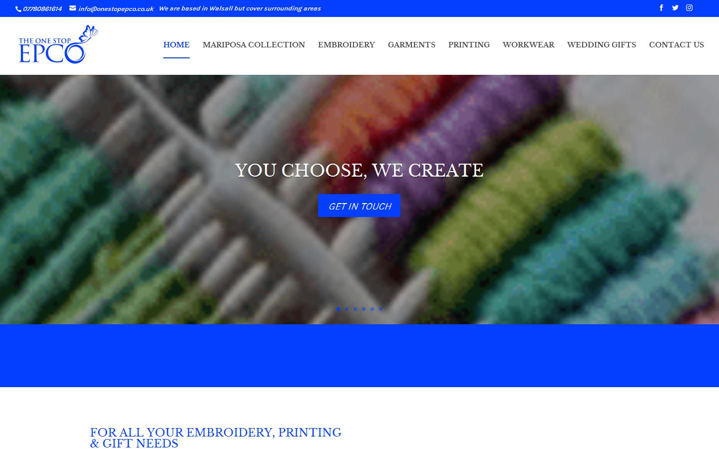 The One Stop Embroidery & Printing Co Website