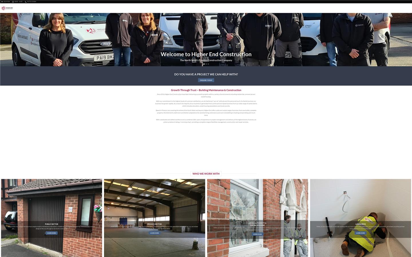 Higher End Construction Ltd Website