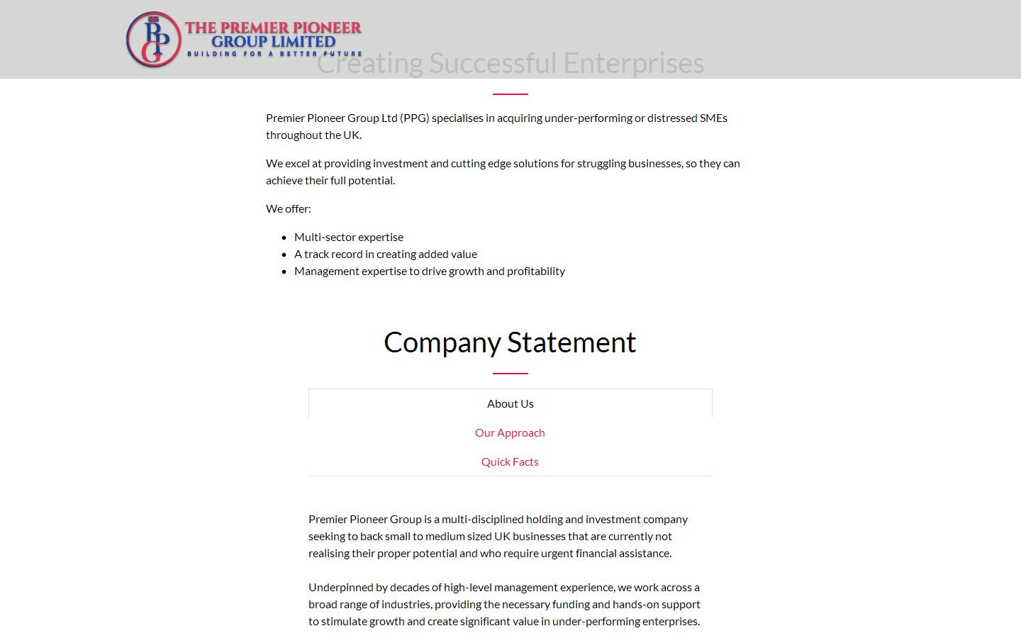 Premier Pioneer Group Website