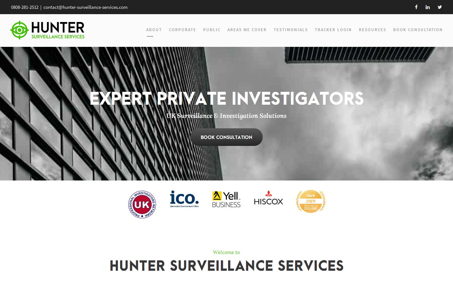 Hunter Surveillance Services Website