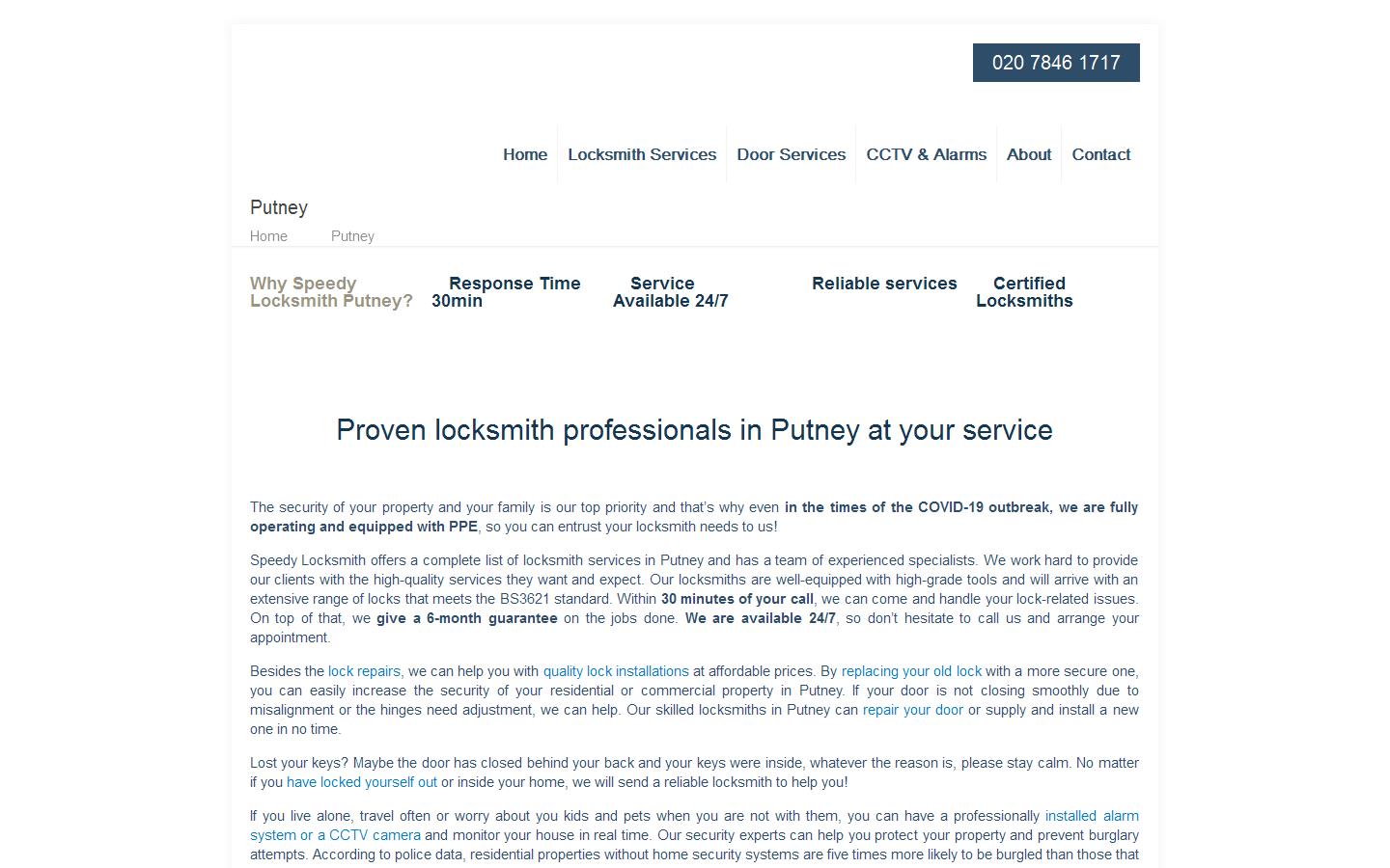 Speedy Locksmith Putney Website