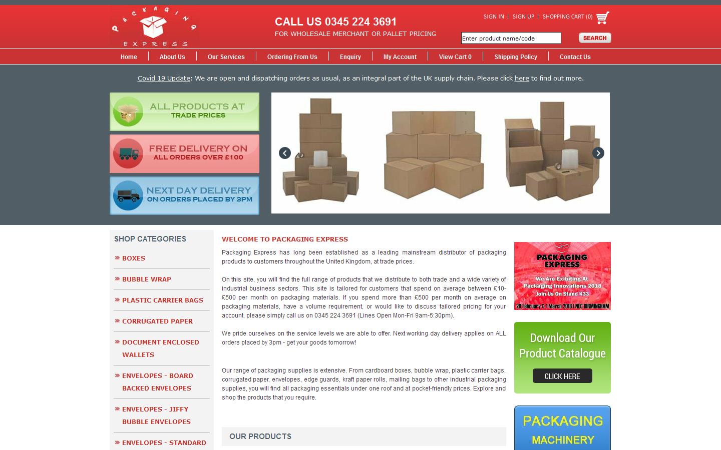 Packaging Express Website