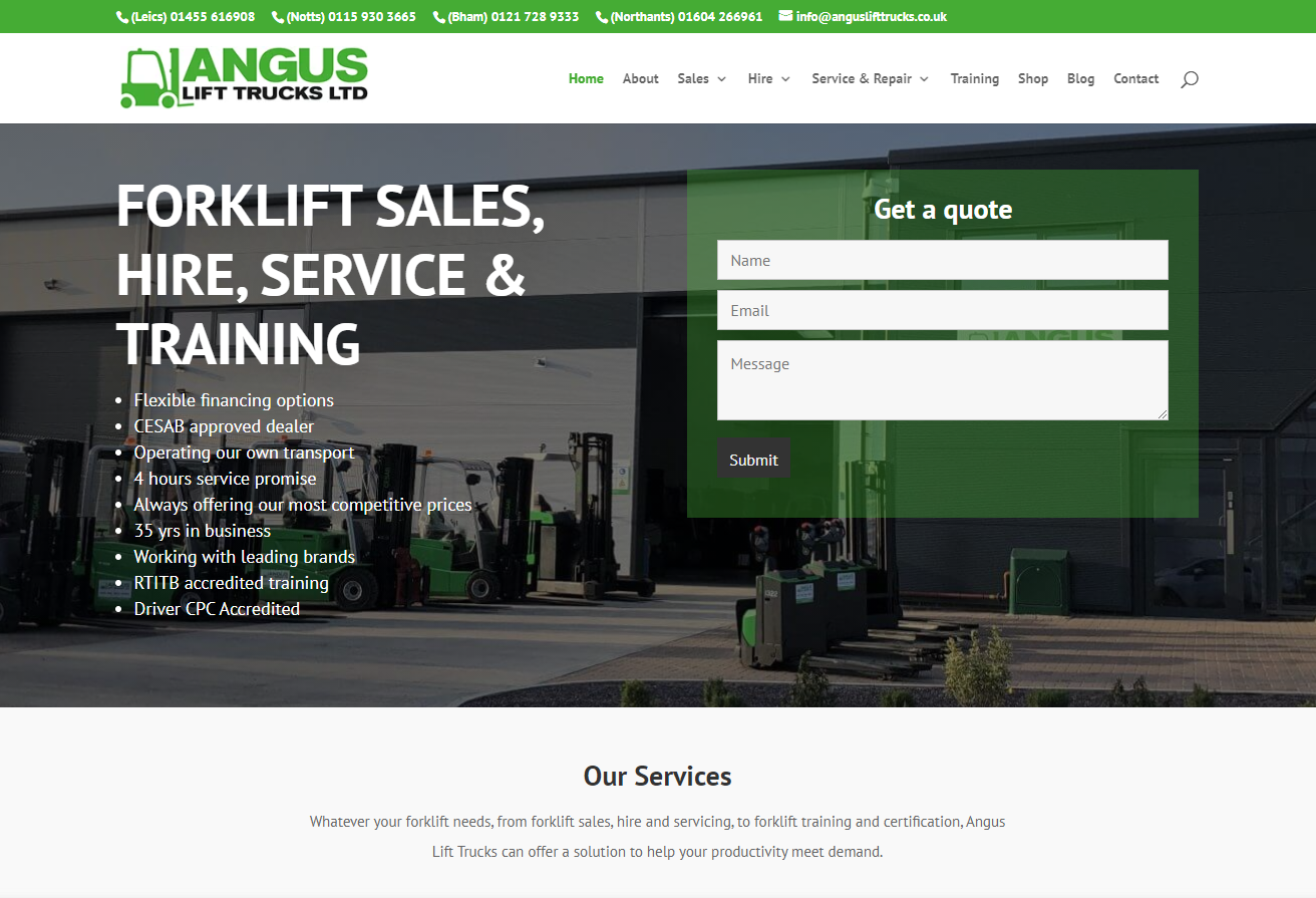 Angus Lift Trucks Website