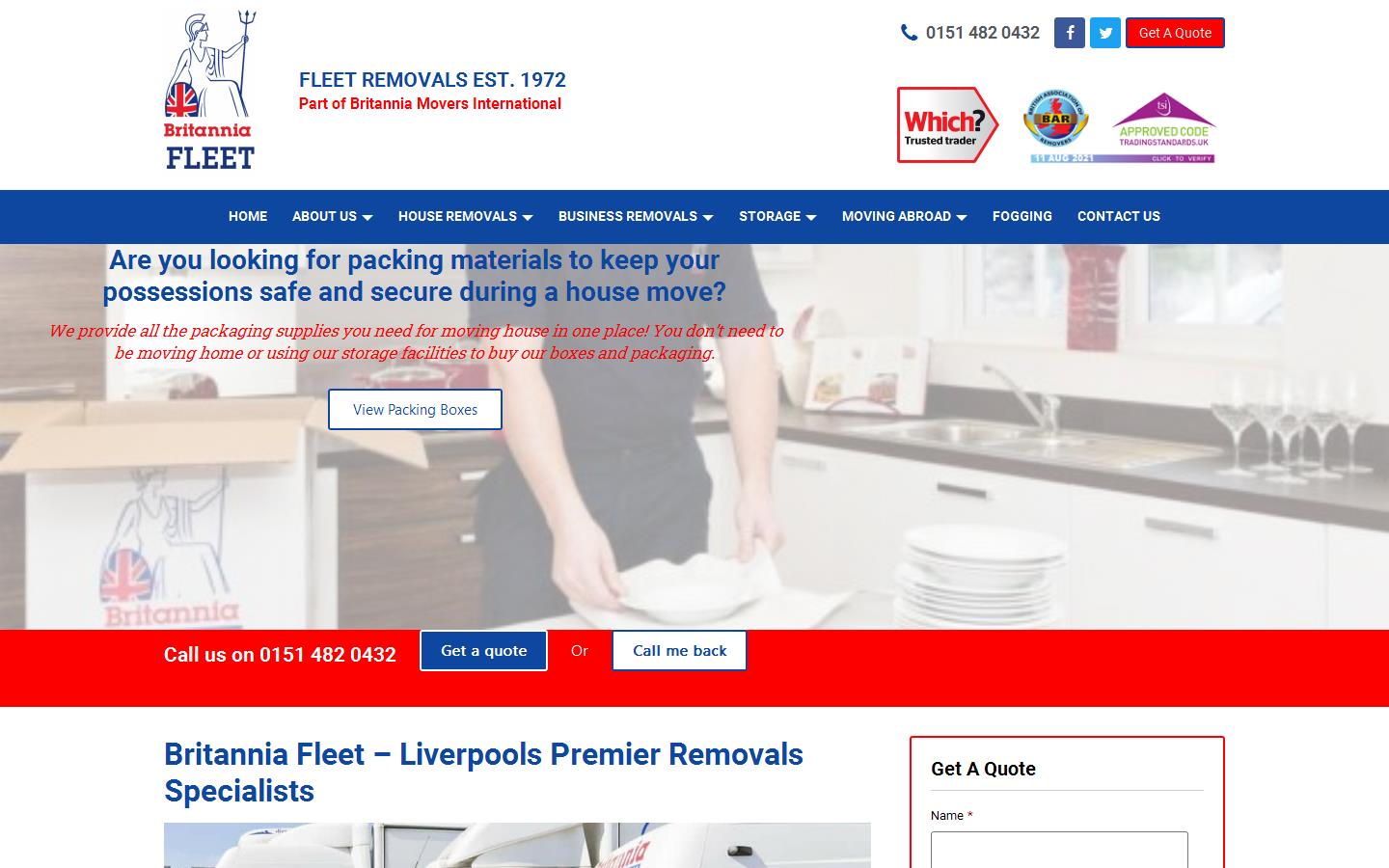 Britannia Fleet Removals & Storage Website