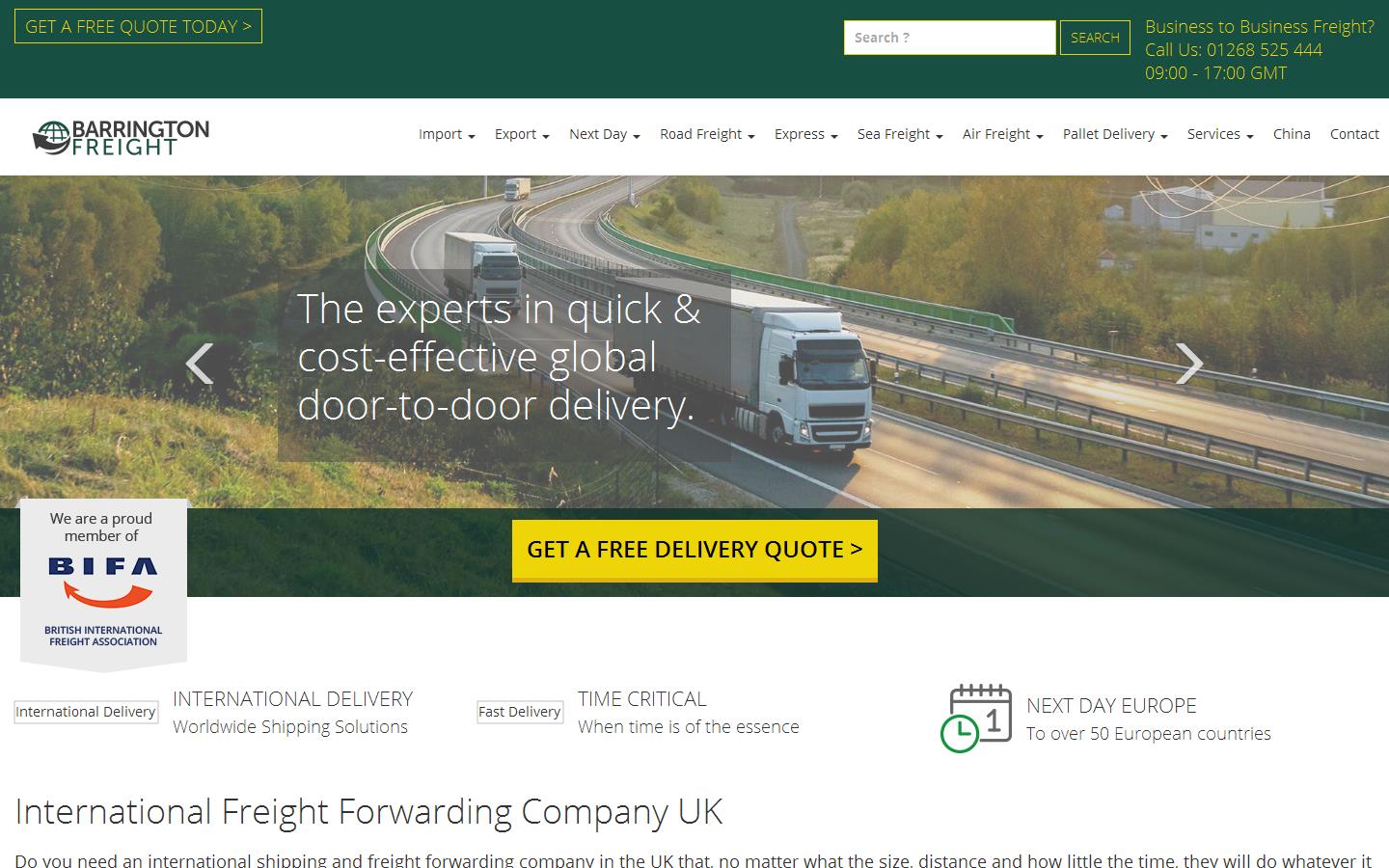 Barrington Freight Ltd - International Freight Forwarding Service Website