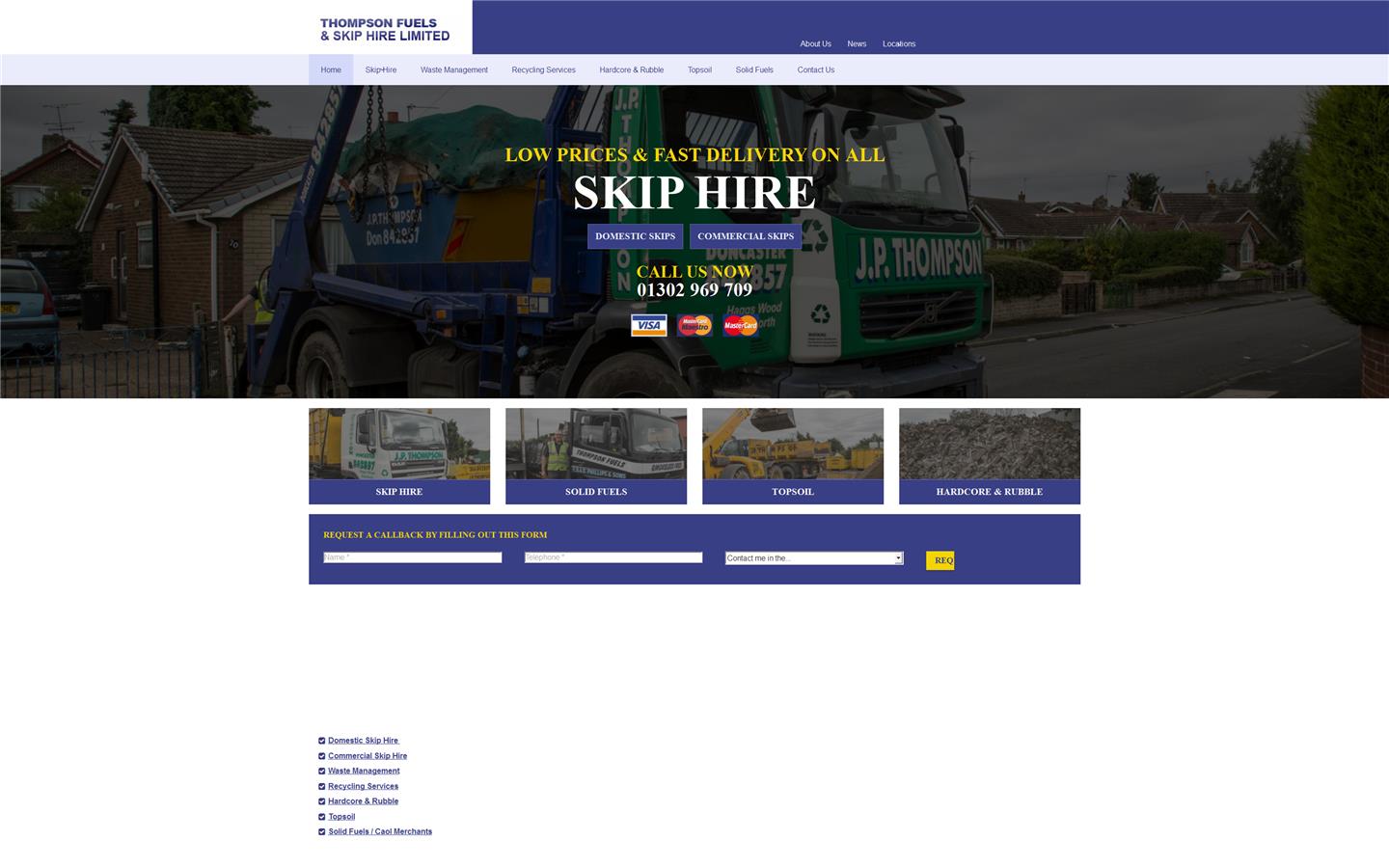 Thompson Fuels and Skip Hire Website