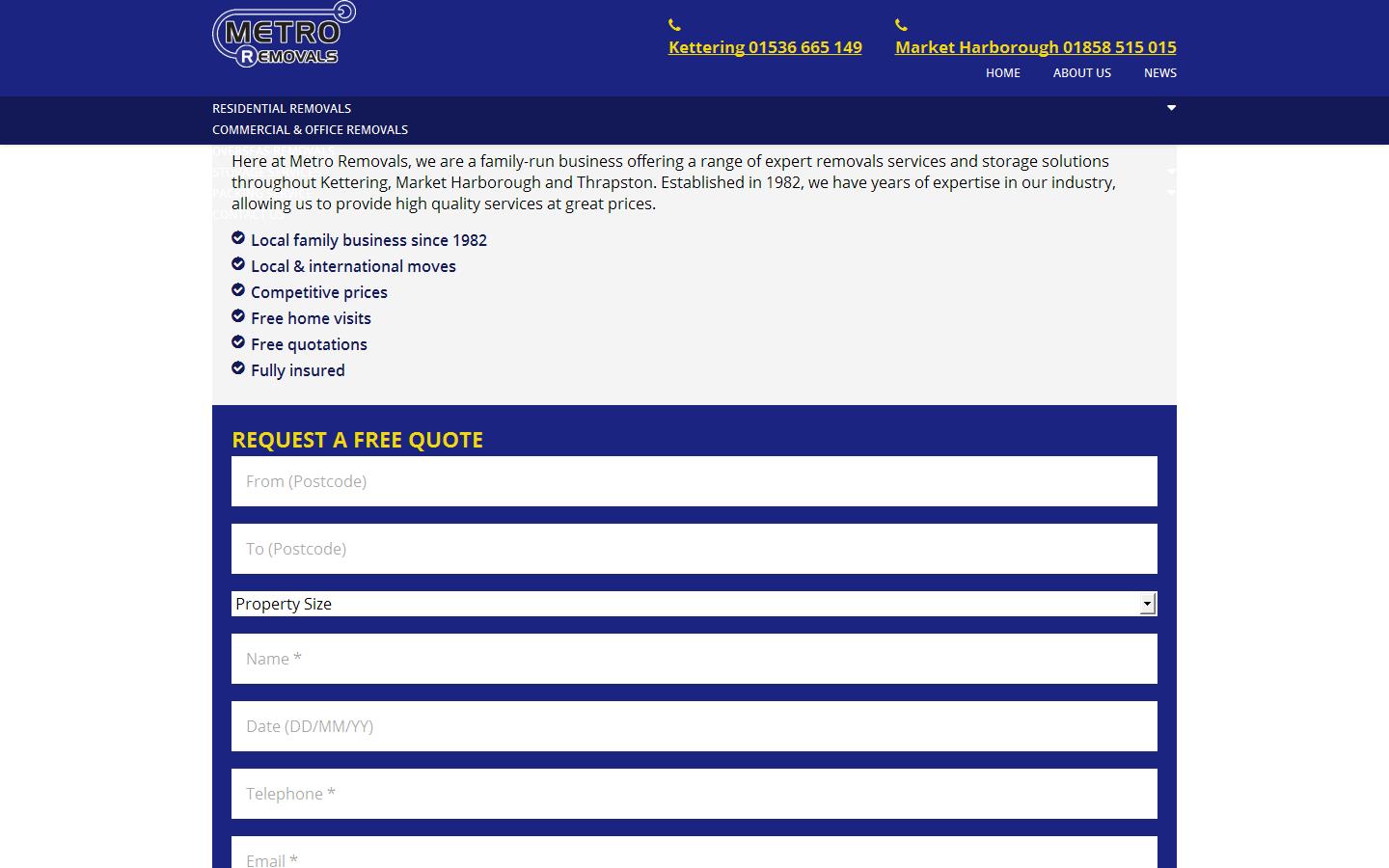 Metro Removals Ltd Website