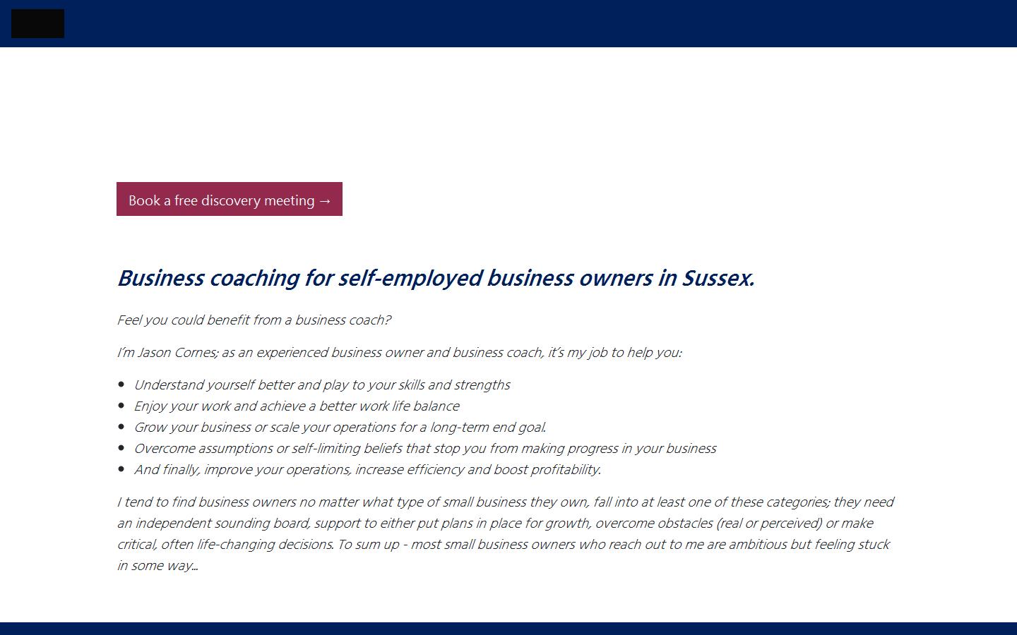 Jason Cornes Business & Executive Coach Website