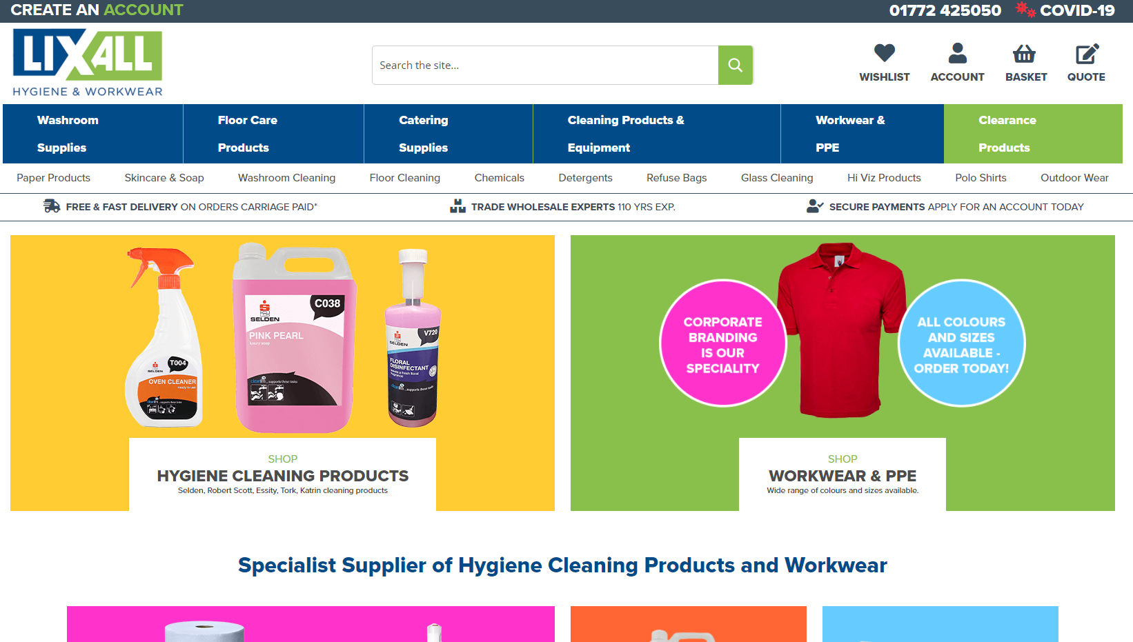 Lixall Hygiene Services & Workwear Ltd Website
