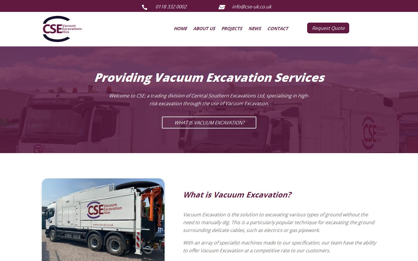 CSE Vacuum Excavations Hire Website