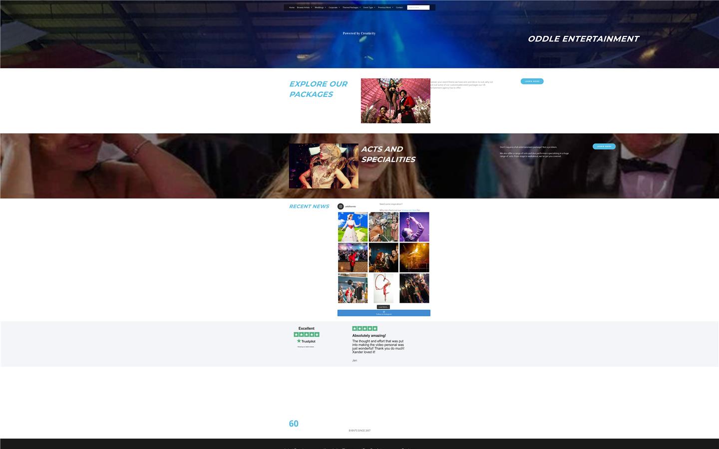 Oddle Entertainment Website