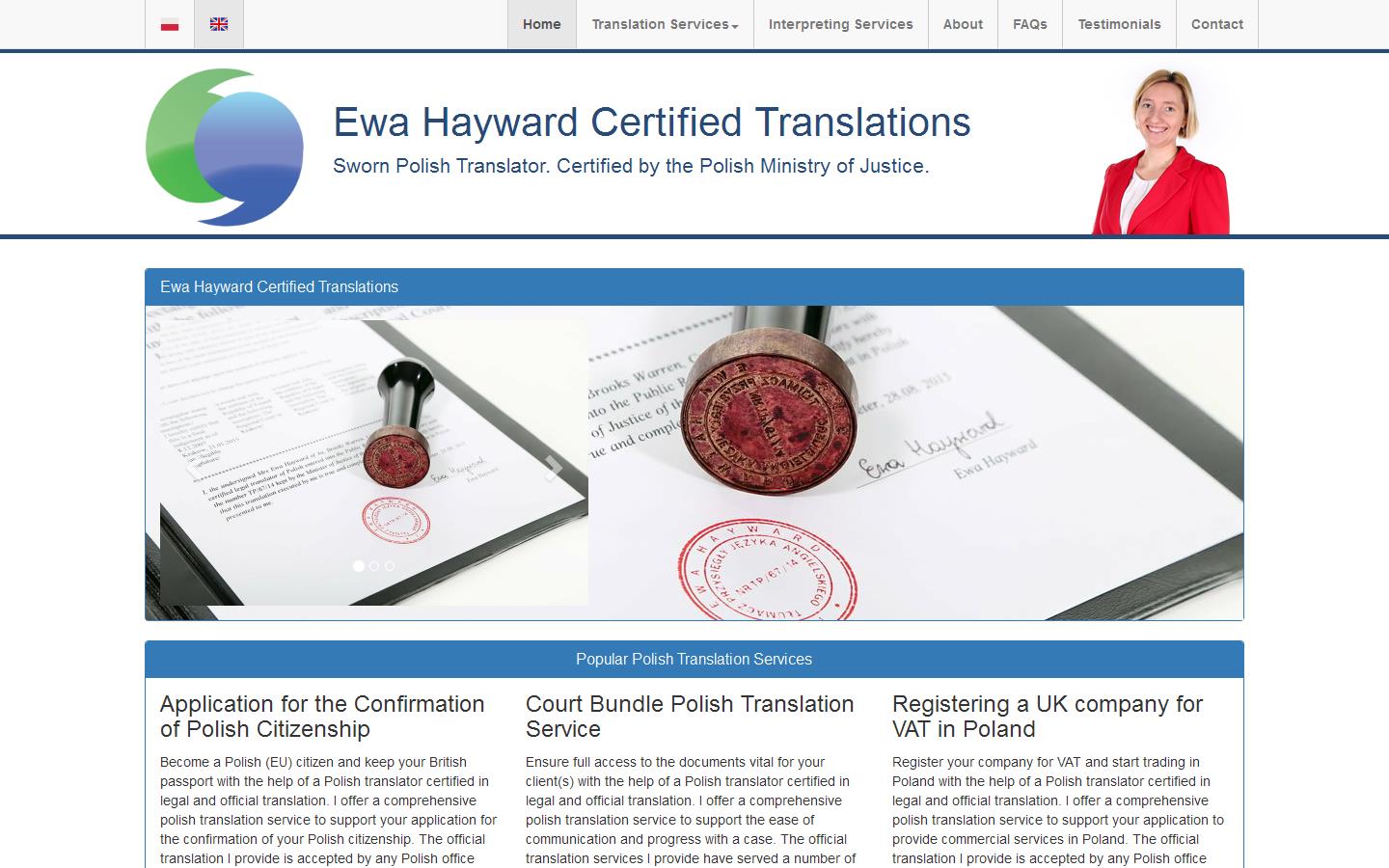 Ewa Hayward Certified Translations Website