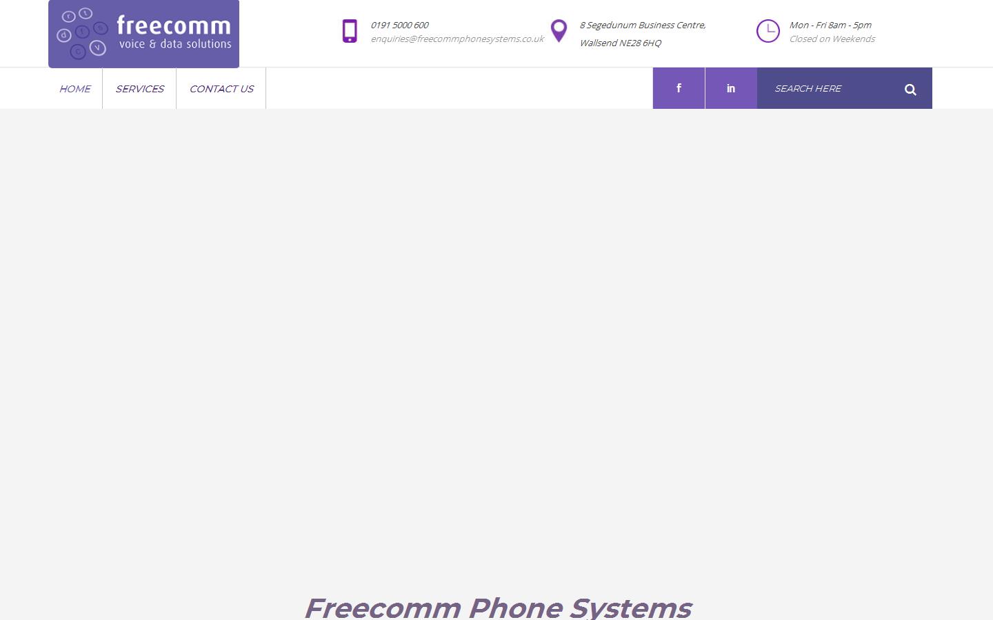 Freecomm Voice and Data Solutions Website