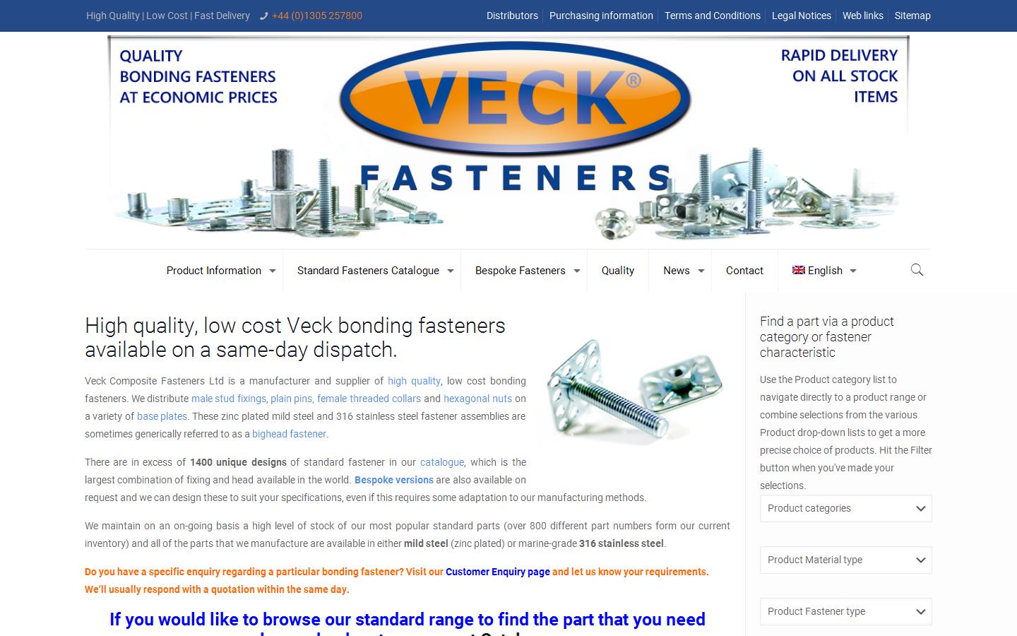 Veck Composite Fasteners Ltd Website